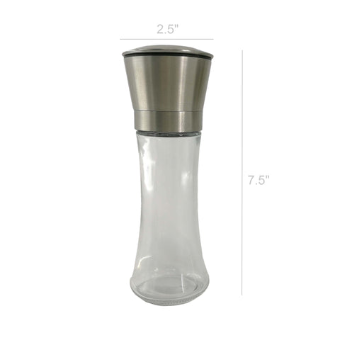 Stainless Steel Brushed Mill Salt Pepper Manual Bottle Grinder Glass Bottle Tool