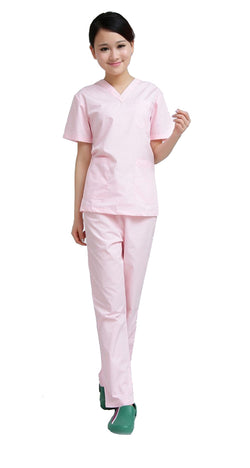 FixtureDisplays Women's V Neck Scrub Top Pink (XL) 16961 XL