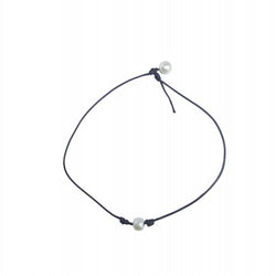 FixtureDisplays® Handmade Pearl Leather Choker Necklace for Women 16962