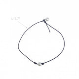 FixtureDisplays® Handmade Pearl Leather Choker Necklace for Women 16962