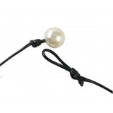 FixtureDisplays® Handmade Pearl Leather Choker Necklace for Women 16962