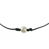 FixtureDisplays® Handmade Pearl Leather Choker Necklace for Women 16962