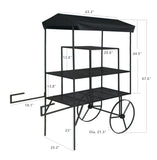 Large Metal Flower Cart Pot Planter Cart Produce Cart Fruit Display Kiosk Stand