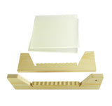 FixtureDisplays? Vinyl Record Storage 50-Album Display Holder LP Organizer Tabletop LP Stand Pine Base & Clear Acrylic Frame 16984 FROST
