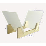 FixtureDisplays® Vinyl Record Storage 50-Album Display Holder LP Organizer Tabletop LP Stand Pine Base & Clear Acrylic Frame 16984 FROST