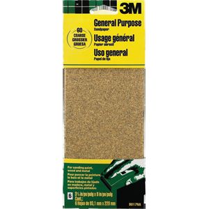 3M 09017 3 2/3 X 9 COARSE ALUMINUM OXIDE SANDPAPER 6PK 17222