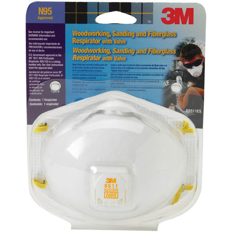 3M 8511PA1 A N95 PARTICULATE RESPIRATOR WITH VALVE CARDED 17249