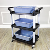 Foodservice Cart 330lbs Capaticy 3 Shelf Utility Cart Push Transfer Storage Tray Mobile Tool Bus Cart 33X17X38Outside Dimmensions 18002