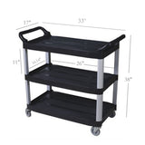 Foodservice Cart 330lbs Capaticy 3 Shelf Utility Cart Push Transfer Storage Tray Mobile Tool Bus Cart 33X17X38Outside Dimmensions 18002