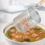 Kitchen 201 Stainless Steel Noodle Strainer, with Wooden Handle, 5X5.6X15" 18017-NEW VERSION