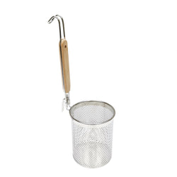 Kitchen 201 Stainless Steel Noodle Strainer, with Wooden Handle, 5X5.6X15" 18017-NEW VERSION
