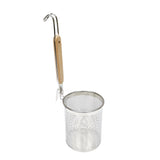 Kitchen 201 Stainless Steel Noodle Strainer, with Wooden Handle, 5X5.6X15" 18017-NEW VERSION