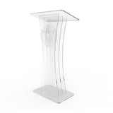 Clear Acrylic Lucite Podium Pulpit Lectern with Prayer Hands Logo