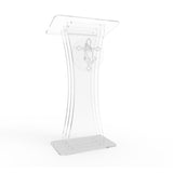 Clear Acrylic Lucite Podium Pulpit Lectern with Prayer Hands Logo
