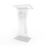 Clear Acrylic Lucite Podium Pulpit Lectern with Prayer Hands Logo
