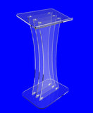 Clear Acrylic Lucite Podium Pulpit Lectern with White Cross