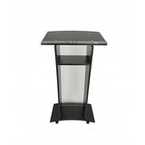 Acrylic Church Podium Pulpit Debate Conference Lectern Plexiglass Lucite Black Wood Shelf Cup Holder on Wheels 1803-5-BLACK