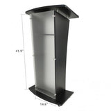 Acrylic Church Podium Pulpit Debate Conference Lectern Plexiglass Lucite Black Wood Shelf Cup Holder on Wheels 1803-5-BLACK