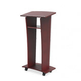 Wood Podium with Frost Acrylic Front Panel, 46.5 tall Pulpit Lectern with Cross