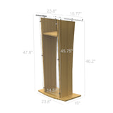FixtureDisplays? Wood Podium with Clear Front Panel, 46.5 tall Lectern, Church Pulpit 1803-5-OAK