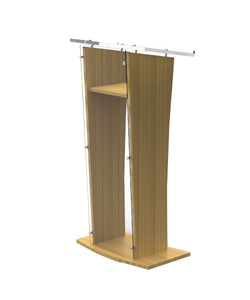 FixtureDisplays? Wood Podium with Clear Front Panel, 46.5 tall Lectern, Church Pulpit 1803-5-OAK