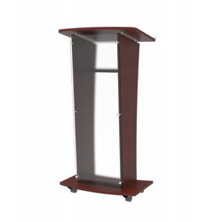 Wood Podium with Frost Acrylic Front Panel, 46.5" tall Pulpit Lectern 1803-5