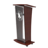 Wood Podium with Frost Acrylic Front Panel, 46.5 tall Pulpit Lectern With Pray
