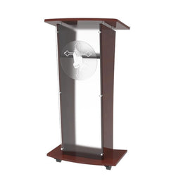 Wood Podium with Frost Acrylic Front Panel, 46.5 tall Pulpit Lectern With Pray