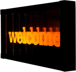 LED WELCOME Sign Animated Neon Light Tunnel Lamp InfinityMirror Light Frame