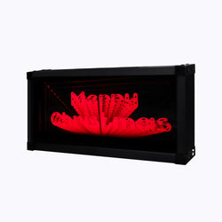 LED Merry Christmas Sign Animated Neon Light Tunnel Lamp Infinity Mirror Frame