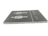 Unisex RESTROOMS SIGN Braille Sign Self adhesive Door Sign Wall Sign Washroom
