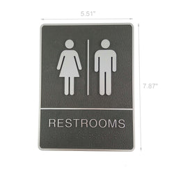Unisex RESTROOMS SIGN Braille Sign Self adhesive Door Sign Wall Sign Washroom
