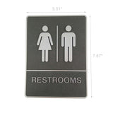 Unisex RESTROOMS SIGN Braille Sign Self adhesive Door Sign Wall Sign Washroom
