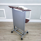 Floor Standing Pulpit Adjustable Height Lectern Podium w/ Casters, Heavy Duty Steel Frame, Rolling Podium 18147
