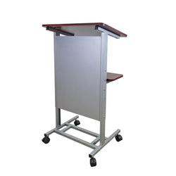 Floor Standing Pulpit Adjustable Height Lectern Podium w/ Casters, Heavy Duty Steel Frame, Rolling Podium 18147