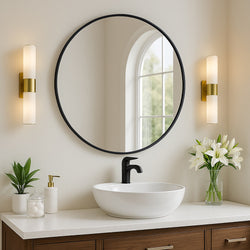 FixtureDisplays? 23.4 X 23.4 X 0.8 Wall Mounting Round Mirror for Any Home or Commercial Space 18159