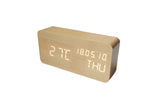 Wood Look Alarm Clock Voice Control Digital Clocks LED Alarm Clocks Desk Clock