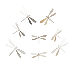 8PK Laser Stainless Steel Dragonfly Wall Decor Adhesive Back Wall Decor Silver