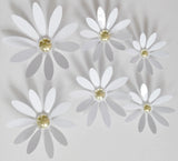 Set of 6 PVC Plastic Flowers Decor Wallflower Wall Decor, White 18169 WHITE
