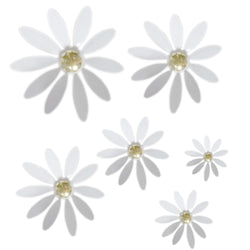Set of 6 PVC Plastic Flowers Decor Wallflower Wall Decor, White 18169 WHITE