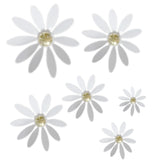 Set of 6 PVC Plastic Flowers Decor Wallflower Wall Decor, White 18169 WHITE