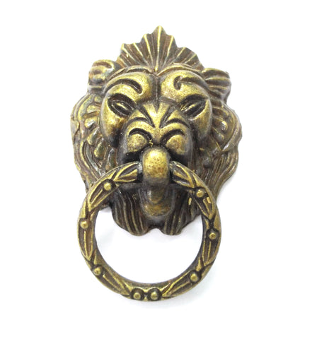 2PK Antique Bronze Cabinet Hardware Lion Head Pull Drawer Cabinet Door Knobs