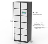 FixtureDisplays® 12 Slot TouchScreen Digtal Access Locker 26.8" x 70.8" x 18", Computer Control Smart Access Public Private Modes  Make to Order 3 Month Leadtime. Extra Duty TBD 18349-TOUCHSCREEN