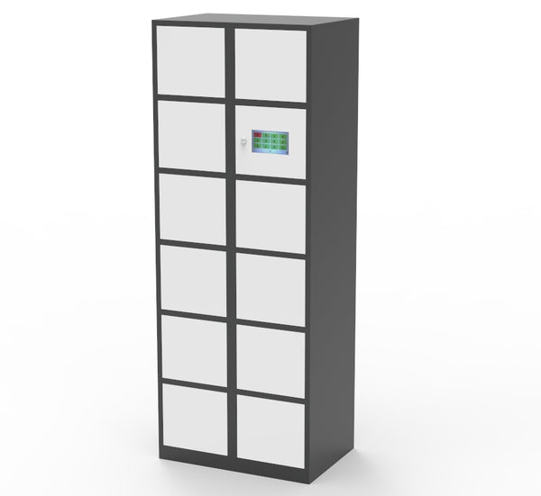 FixtureDisplays® 12 Slot TouchScreen Digtal Access Locker 26.8" x 70.8" x 18", Computer Control Smart Access Public Private . Extra Duty TBD 18349