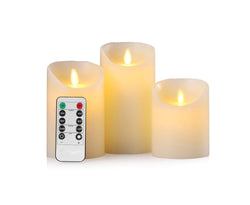 3PC Flameless Candles Battery Operated Pillar Wax Flicker Moving Wick LED Candle