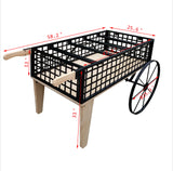 Wood Wagon Flower Planter Bed Stand Wheels Metal Iron Frame Home Outdoor