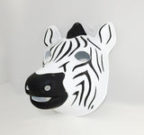 Used Zebra PVC Mask Costume Accessory Child KidsAdult Jungle Animal Holloween