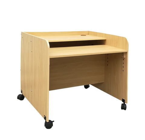 FixtureDisplays 24 Kids Computer Desk Wooden Single Computer Desk w/Adjustable Keyboard Shelf 18542-MAPLE