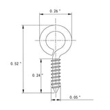 50PK MINI Eyelet Screws 0.5 Long Self tapping Self drilling Screws Hooks Ring 18604 50PK