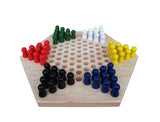 Wood Chinese Checkers 60 PC Jump Board Game Tiaoqi Board Game Up to 6 Strategy